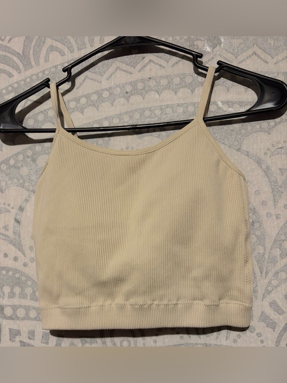 ✨ ZENANA Ribbed Seamless Crop Bralette Tank Beige L/XL NWT ✨